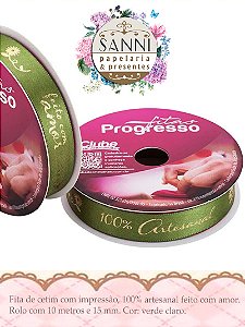 Fita de cetim com impressão tema produto artesanal.