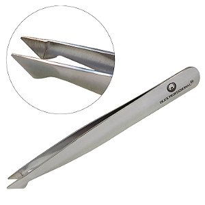 Pinça de Sobrancelha Dlux Professional Ponta Chanfrada Prata
