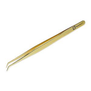 Pinça Ella Beauty para Alongamento Cílios Slim Curva Gold