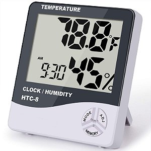 Termohigrômetro Digital com Relógio e Alarme HTC-1