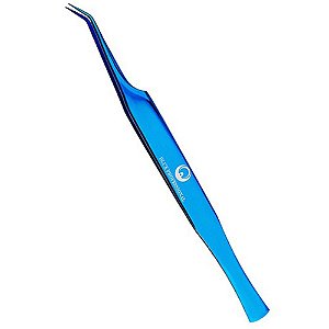 Pinça Dlux Professional Ponta Curva Blue Com Case