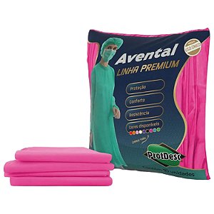 Avental Descartável Protdesc Manga Longa 20gm² Rosa Pink 10un