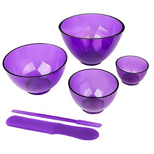Kit 4 Cubetas Flexíveis e 2 Espatulas Auxiliares Estek para Creme ou Tintura