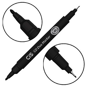 Caneta Marcador Multiuso Cis Duo Marker Ponta Dupla 1.0 e 0.7mm Preto