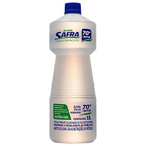 Álcool Líquido Safra 70° INPM Desinfetante Hospitalar 1L