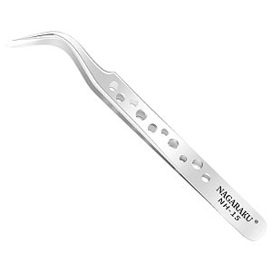 Pinça Nagaraku para Extensão de Cílios Ponta Curva NH-15 Silver