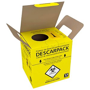 Caixa Coletora Descarpack Descarte de Materiais Perfurocortantes 1,5L