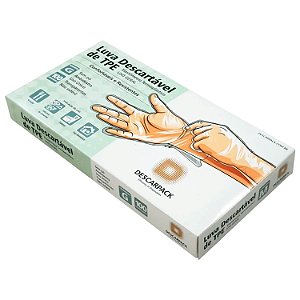 Luva Viniflex TPE Descarpack sem Pó Descartável Transparente 100un