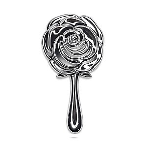 Mini Espelho de Mão Formato Flor para Maquiagem e Extensão de Cílios 13cm
