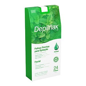 Folhas Prontas Depilflax para Depilação Facial Hortelã 12 Pares