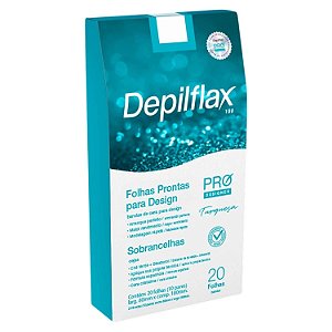 Folhas Prontas Depilflax para Design de Sobrancelhas Turquesa 20 Unidades