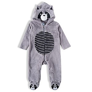 Macacão Infantil De Pelúcia Plush Guaxinim Bebê Tip Top