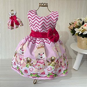 Vestido Temático Festa Princesa Ursinha 1/6 Anos