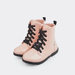 Bota Coturno Cano Médio Infantil Rubi Verniz Rosa Pampili