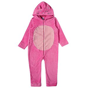 Macacão Infantil Pelúcia Plush Rosa Kids Tiptop