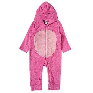 Macacão Infantil Pelúcia Plush Rosa Tiptop Toddler