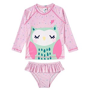 Conjunto De Praia Infantil Com Proteção Solar Coruja Tip Top UV 50+