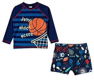 Conjunto Sports Manga Longa Basquete Lycra Kids Tip Top