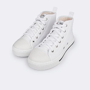Tênis Cano Médio Pampili Easy Branco e Nude