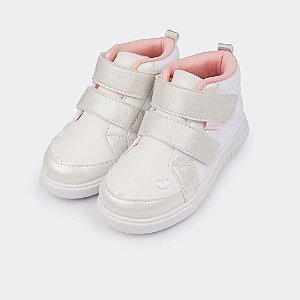 Tênis Infantil Pampili Pom Pom Bordado Coração Branco