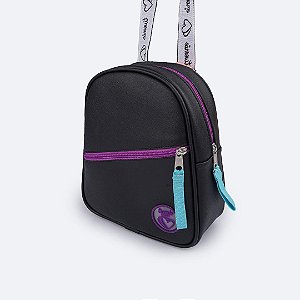 Bolsa Mochila Tweenie Zíper Colorido Preta Pampili