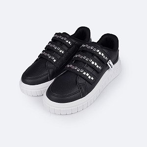 Tênis Feminino Tweenie Gloss Velcro e Tachas Preto
