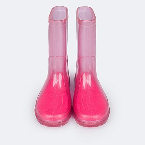 Galocha Bota Infantil Pampili Lulu Led Transparente Glitter Rosa