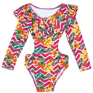 Maiô/Body Infantil Manga Longa Com Proteção Solar Tip Top