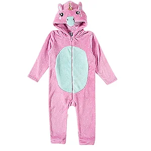 Macacão Peludinhos Unicórnio Rosa Com Capuz Kids 4 a 10 anos