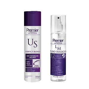 Kit Premier Unik Step Perfect Blond Progressiva Sem Formol Passo Único 300ml + Liso Mágico 200ml