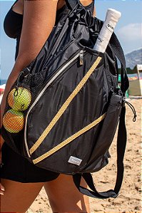 Mochila de Beach Tennis Pro Smash- Preta Com Dourado