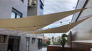 TELA TOLDO SOMBREAMENTO SOMBRALUX ESSENCIAL (80%)  4x4x5.6 m AREIA + KIT DE INSTALAÇÃO