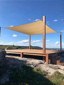TELA TOLDO SOMBREAMENTO SOMBRALUX ESSENCIAL (80%)  4x4 m AREIA + KIT DE INSTALAÇÃO