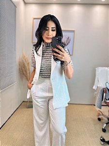 Colete Alfaiataria Jaguar Off-White com Tecido Trabalhado