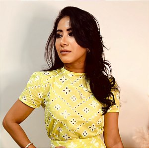 Blusa Lese Verde Lima Mangas Curtas