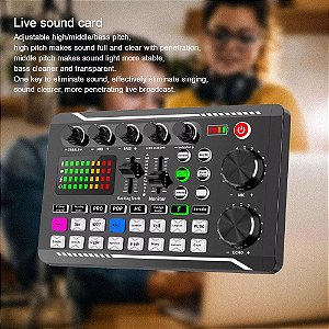 Mesa De Som De Mixagem De Som F998 Para Acompanhamento e lives.