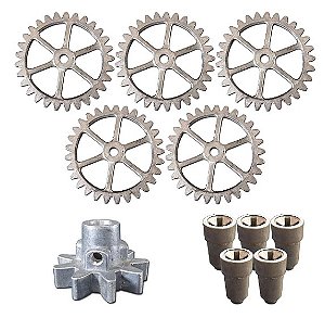 Kit Churrasqueira 5 Espetos - Engrenagens E Eixo De Arraste