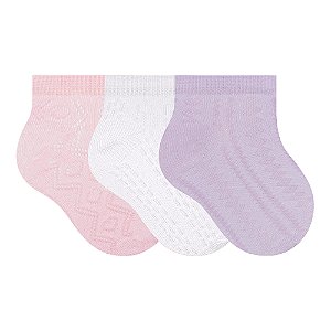 MEIA BEBE MENINAS - KIT 3 PARES