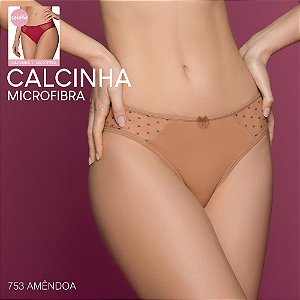 CALCINHA MICROFIBRA COM TULE POÁ