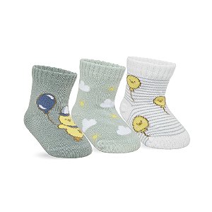 MEIA RECÉM NASCIDO - BLISTER MENINOS