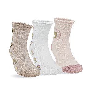 MEIA BEBÊ MENINAS - KIT 3 PARES