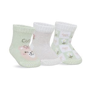 MEIA RECÉM NASCIDO - BLISTER MENINAS