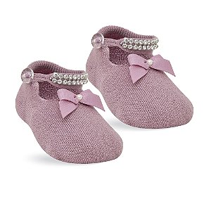 MEIA RECÉM NASCIDO - SAPATINHO C/ APLIQUES