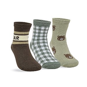 MEIA BEBÊ MENINOS - KIT 3 PARES