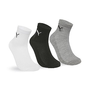 MEIA CANO MEDIO ESPORTIVA MASCULINA - KIT 3 PARES