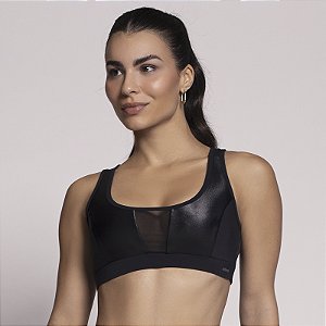 TOP COM RECORTE CIRRE E TULE E BOJO - FITNESS