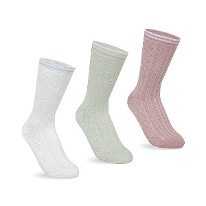 MEIA FEMININA CANO LONGO KIT 3 PARES