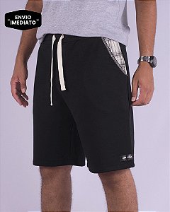 Bermuda Moletom Masculina Preta Sudeste