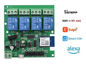 modulo sonoff rele 4 canais interruptor wifi   com rf 433  no Brasil