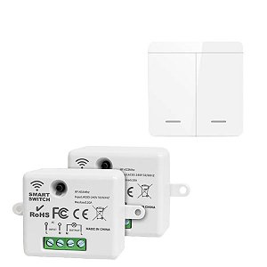 Interruptor de 2 teclas remoto sem fio + 2 módulos RF 433 MHz